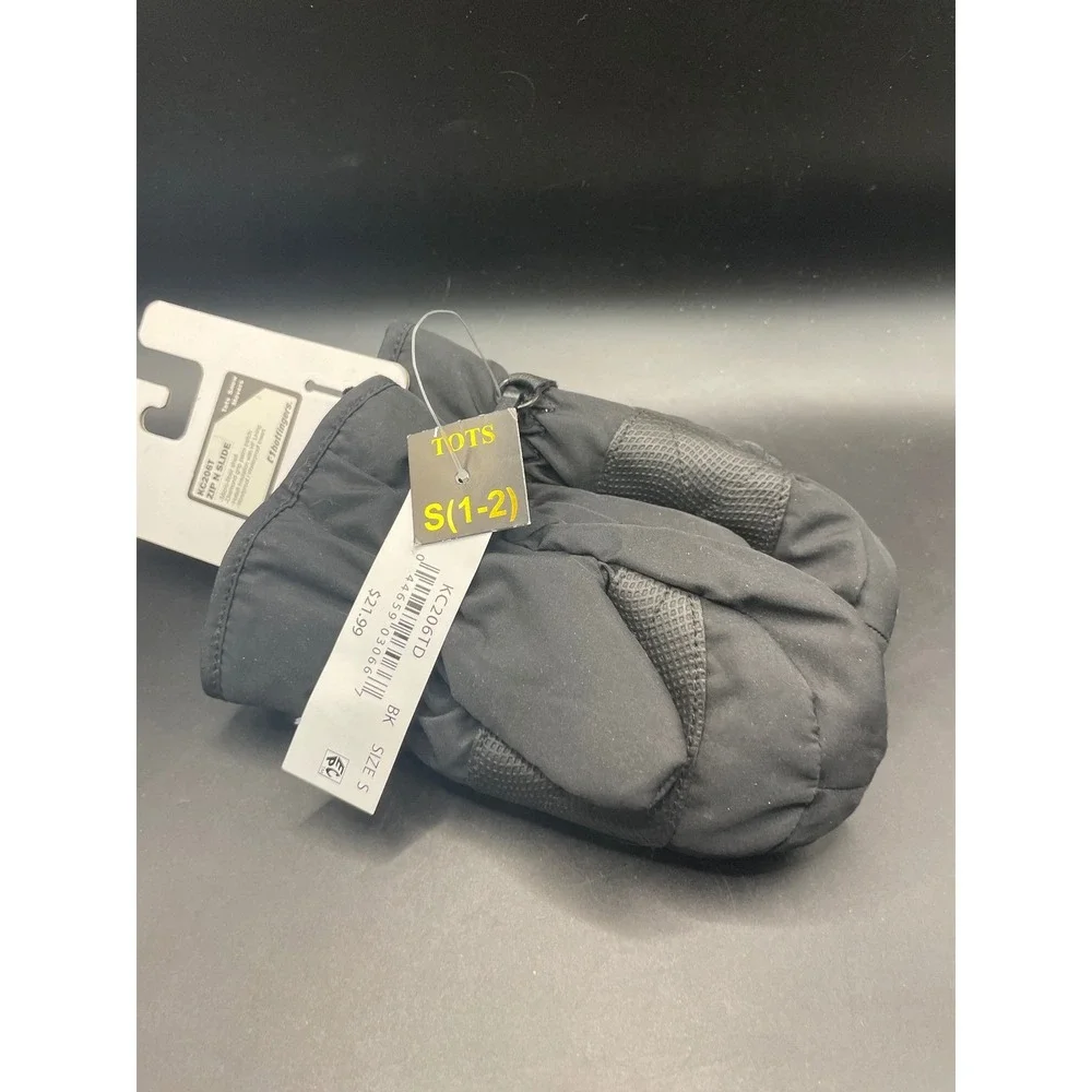 Hotfingers Zip N Slide Toddler Mittens Black Size S 1-2 Winter Snow KC206TD